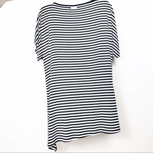 Michael Kors Black & White Striped Asymmetrical Hem Tunic Women's Size Small - Picture 5 of 8